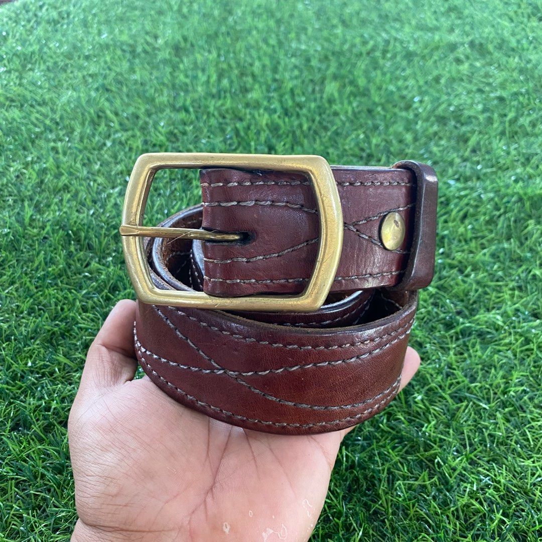 Handmade Belt Solid Brass Buckle Genuine Leather Brown, Everything Else ...