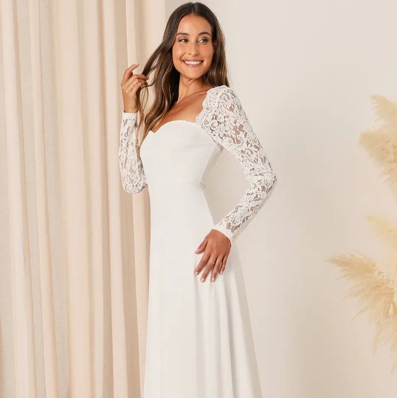 White long sleeve clearance evening gown
