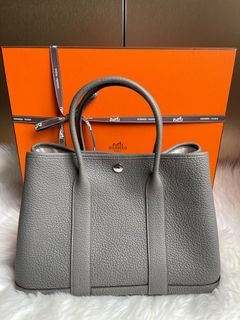 Hermes Garden Party bag PM Malachite Negonda leather Silver