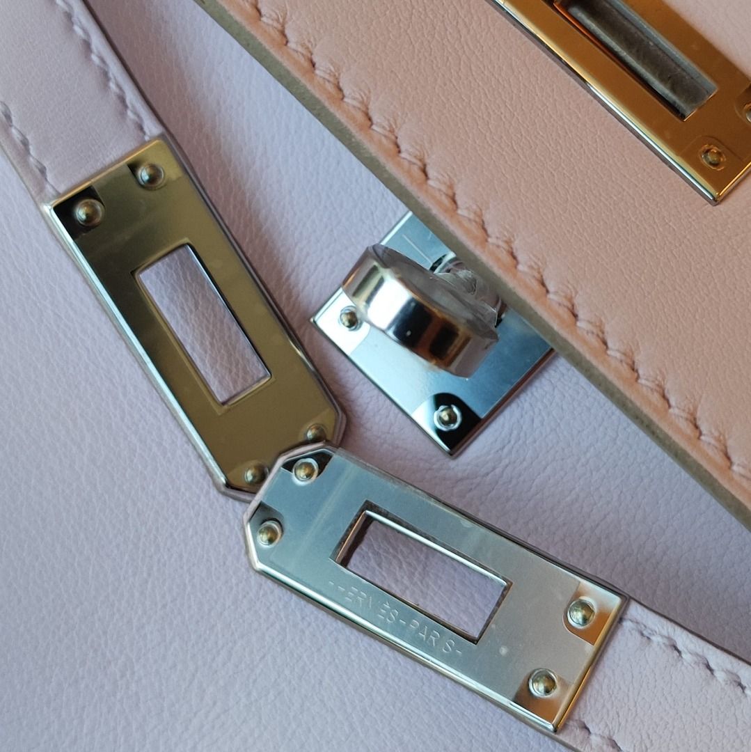 Hermes Kelly Pochette Mauve Pale Swift Palladium Hardware in 2023