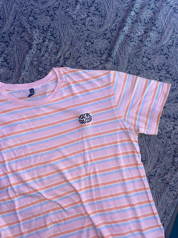 H&M Divided Unisex Shirt (Category: Shirts) located in Naga. Submitted by dbdbdbdbd (Listing ID 1247035134, Image 1). Description: Unisex Oversized Shirt - used once - box type shirt - embroidered "you're too close".