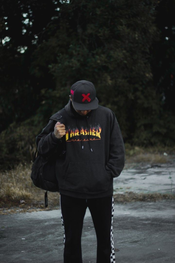 Hoodie Thrasher Flame Barbeque Fesyen Pria Pakaian Atasan di