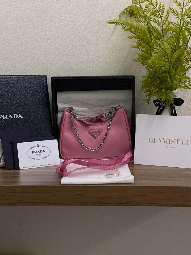 Prada Re-Edition 2005 Nylon Bag Begonia Pink in Nylon with Silver