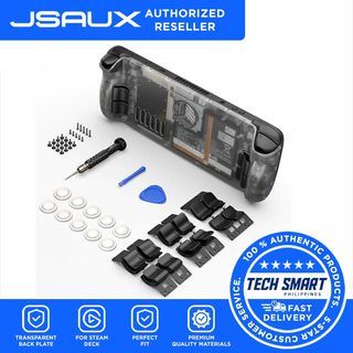 JSAUX Transparent Back Plate Vents Version Compatible for Steam Deck, DIY Clear Edition Replacement Shell Case Compatible with Steam Deck