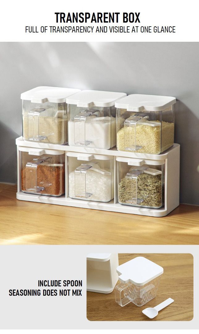 Transparent Spice Storage Box, Clear Plastic Spice Storage