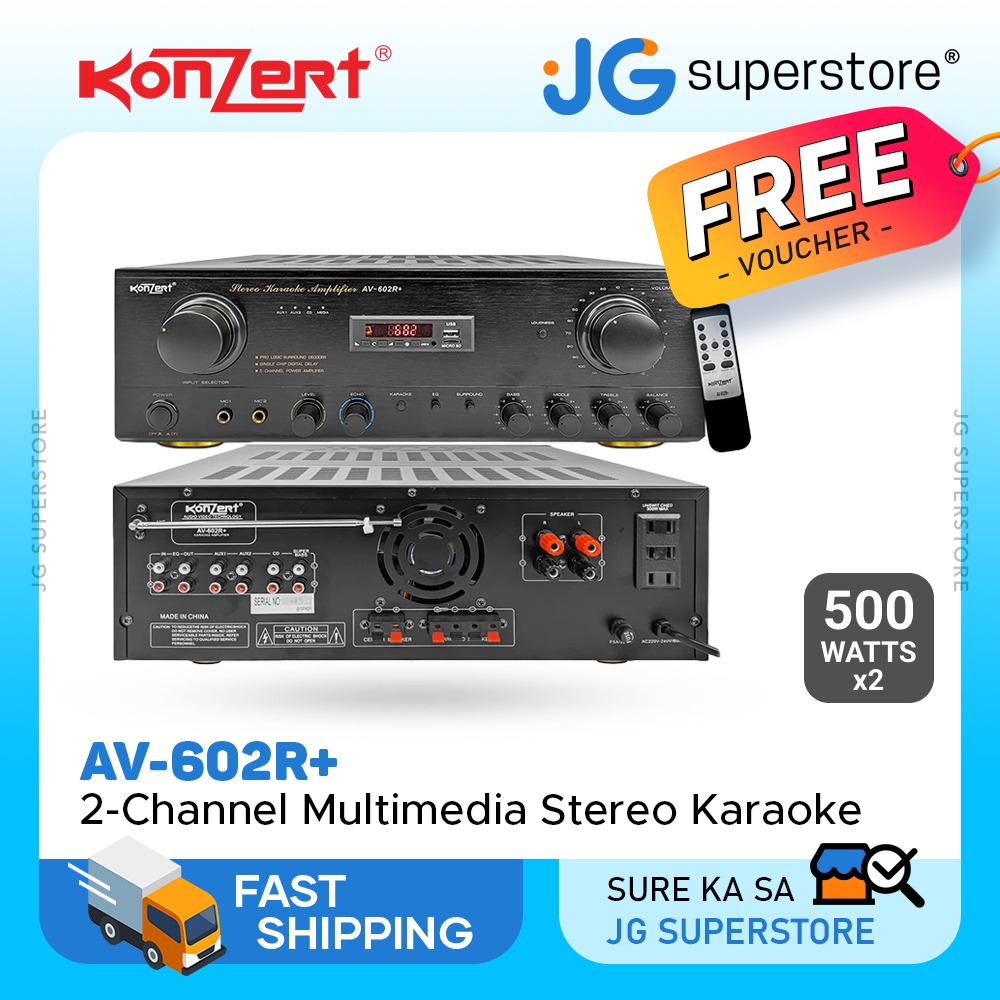Konzert AV602R+ 500W x2 Multimedia Stereo Karaoke Amplifier with 2