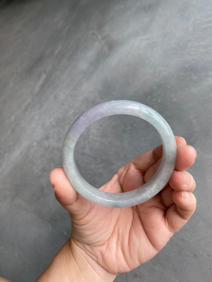 Lavender Jade Bangle with shades of green
