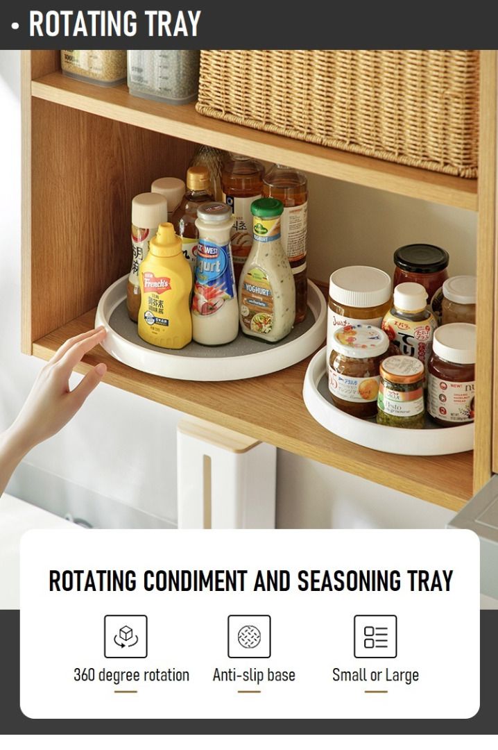 Lazy Susan Rotating Tray for Condiments and Seasoning 360 degree