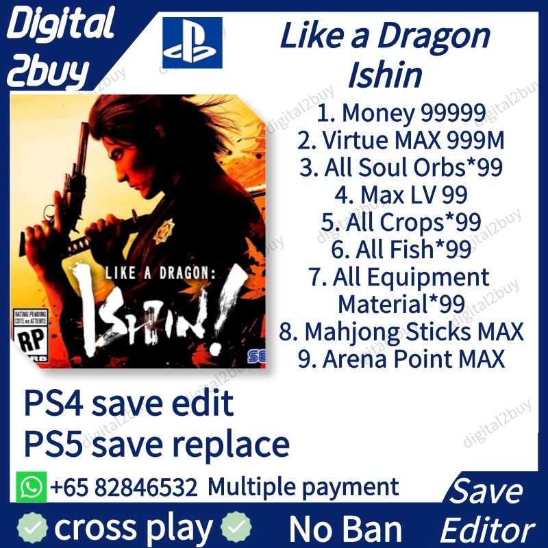 PS4 PS5 Like a Dragon Ishin Save Editor Like a Dragon Ishin Save