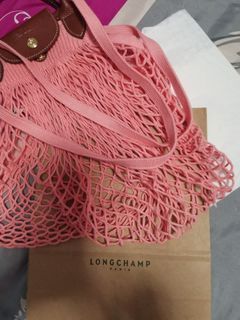 PINK Longchamp Le Pliage Filet - Crossbody bag XS - Pikkulaukku, 17 x 18 cm
