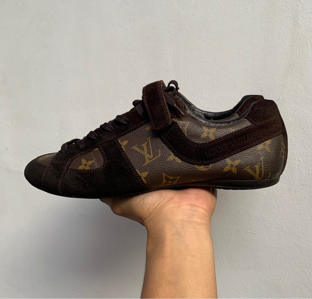 Louis Vuitton Brown Monogram Canvas and Suede Speeding Velcro Sneakers Size  39 Louis Vuitton