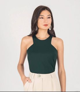 LOVET TESSA BASIC CUT-IN TOP in Forest Green (S)