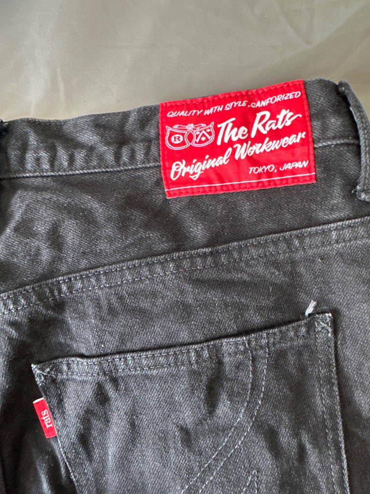 Made in Japan THE RATS Selvedge Straight Cut Black Denim, Men's Fashion