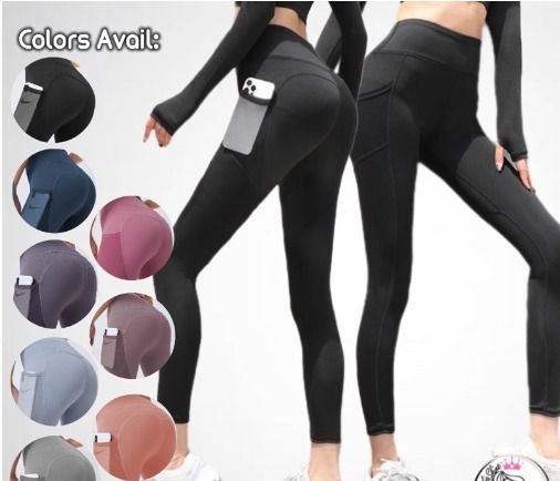 MESH POCKET YOGA PANTS/ LADIES RUNNING PANTS WITH POCKET GOOD QUALITY-  HightWaist, Women's Fashion, Activewear on Carousell