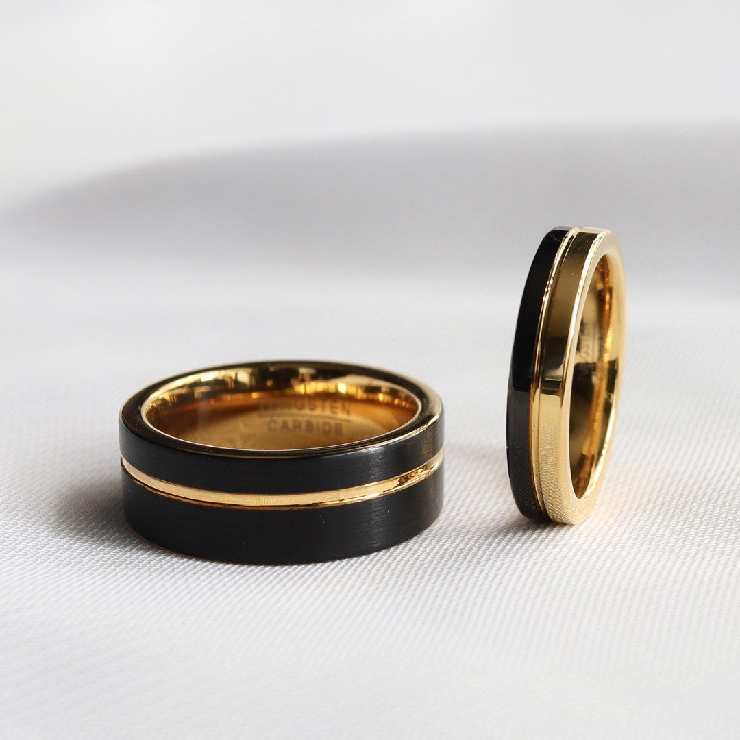 Gold black cheap wedding band