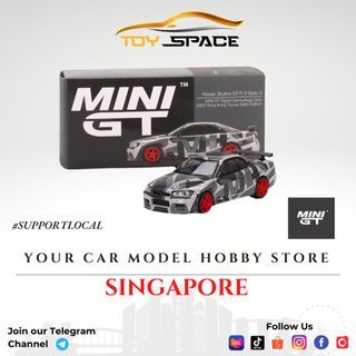Mini GT Nissan Skyline GT-R (R34) V-Spec II MINI GT Digital Camouflage Grey 2022 Hong Kong Toycar Salon Edit