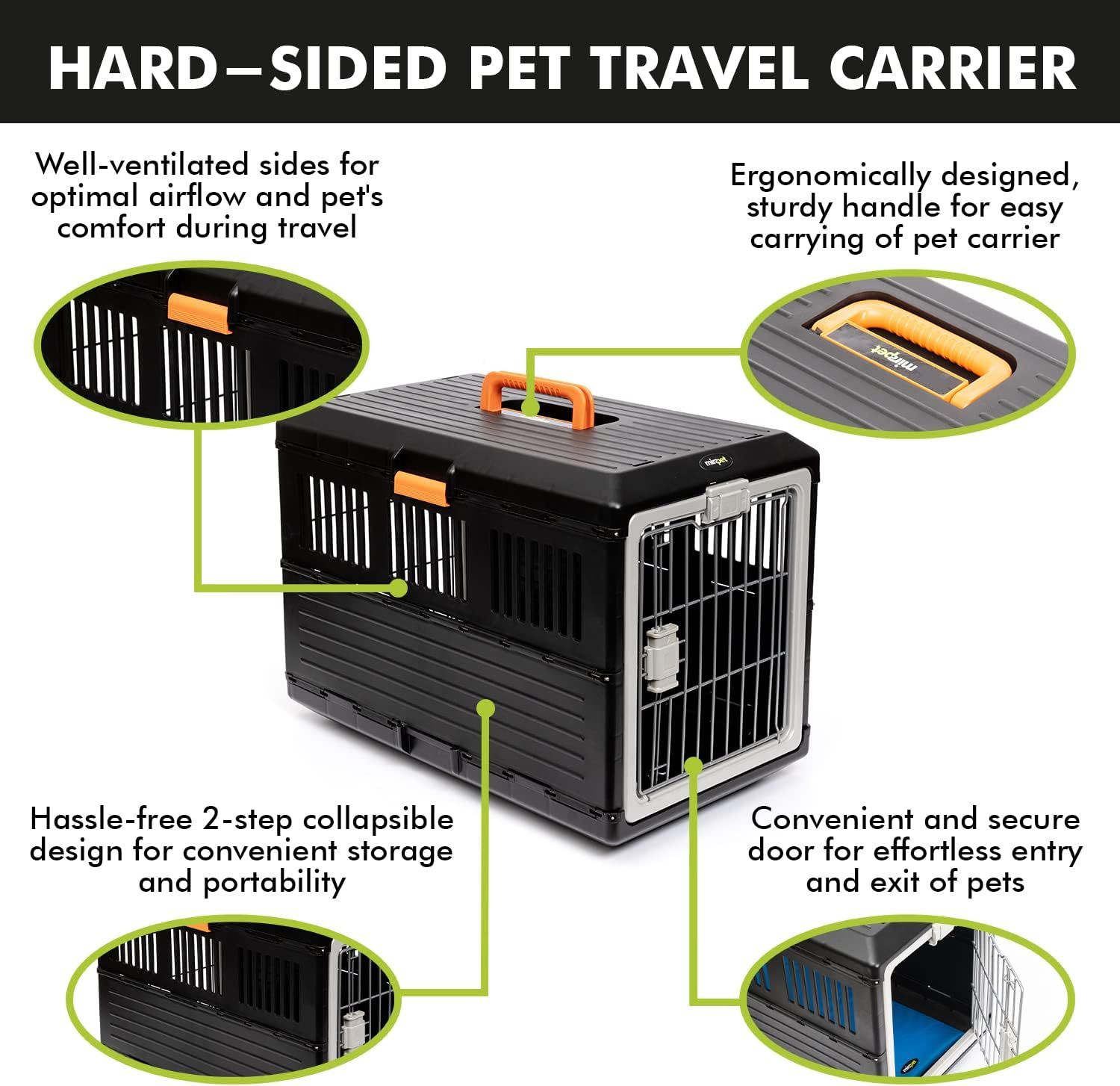 Mirapet USA Pet Carrier & Crate 27" - Premium Collapsible Design for ...