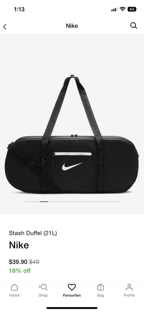Nike Stash Duffel (2L), Sports Equipment, Other Sports Equipment and