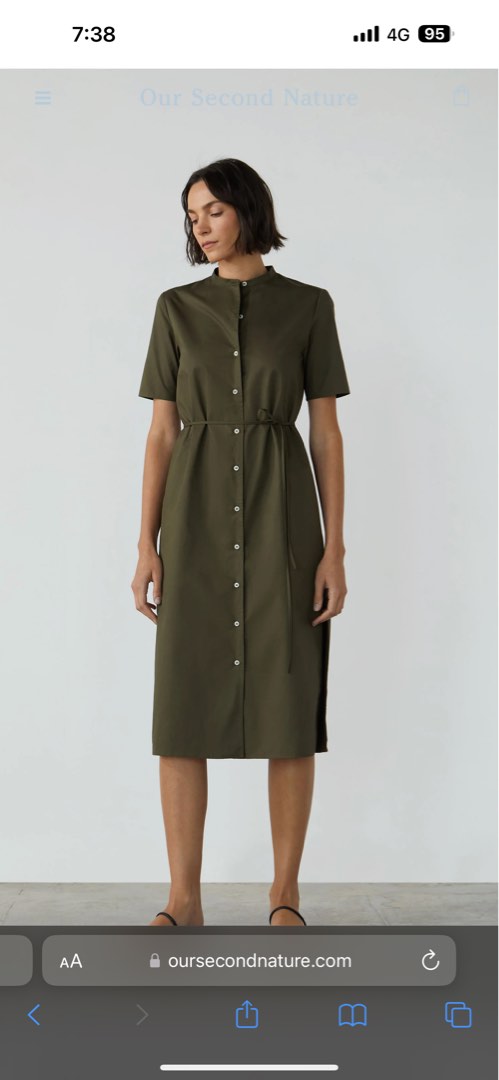 Organic Cotton Mandarin Collar Shirt Dress