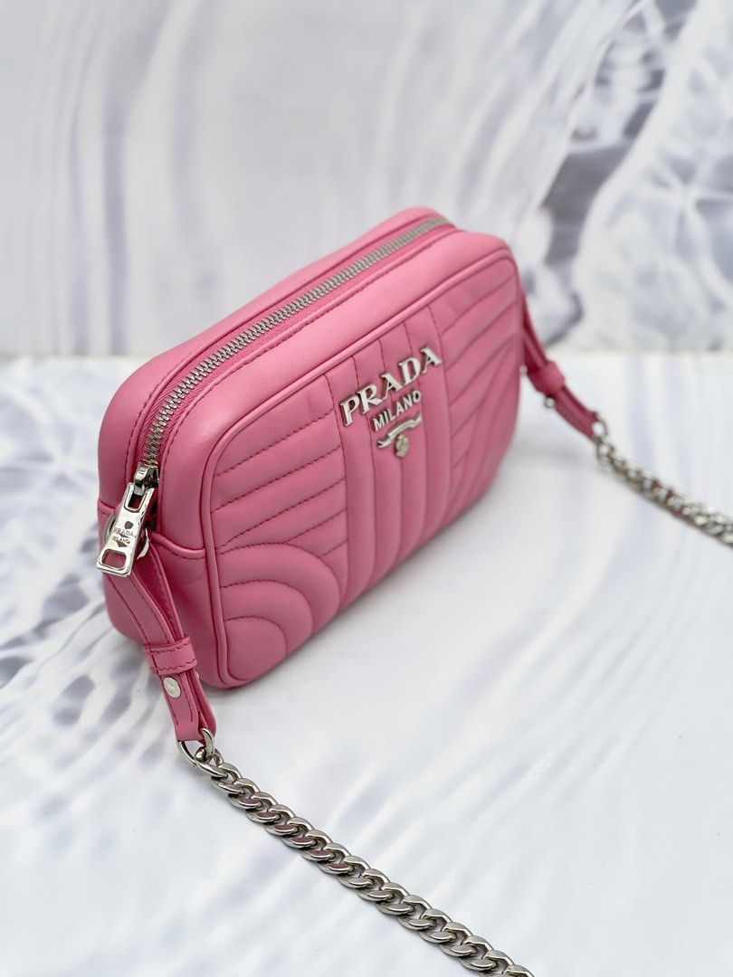 PRADA 1BH083 DIAGRAMME QUILTED CALFSKIN LEATHER CAMERA CROSSBODY