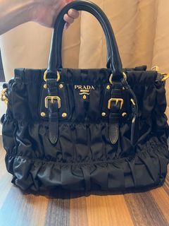 New Prada Tessuto Nylon Black Convertible Shopping Tote Satchel Bag 1BG189  