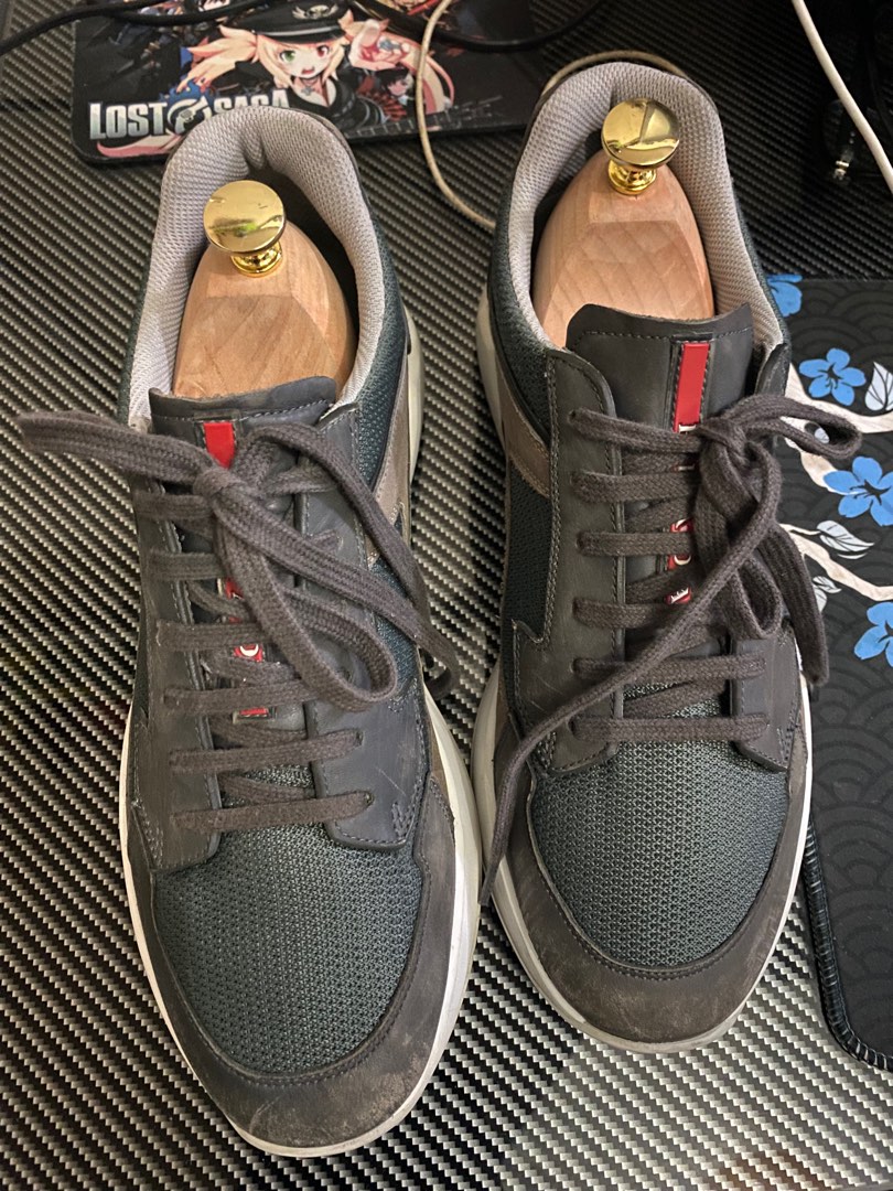 Grey prada sneakers men clearance