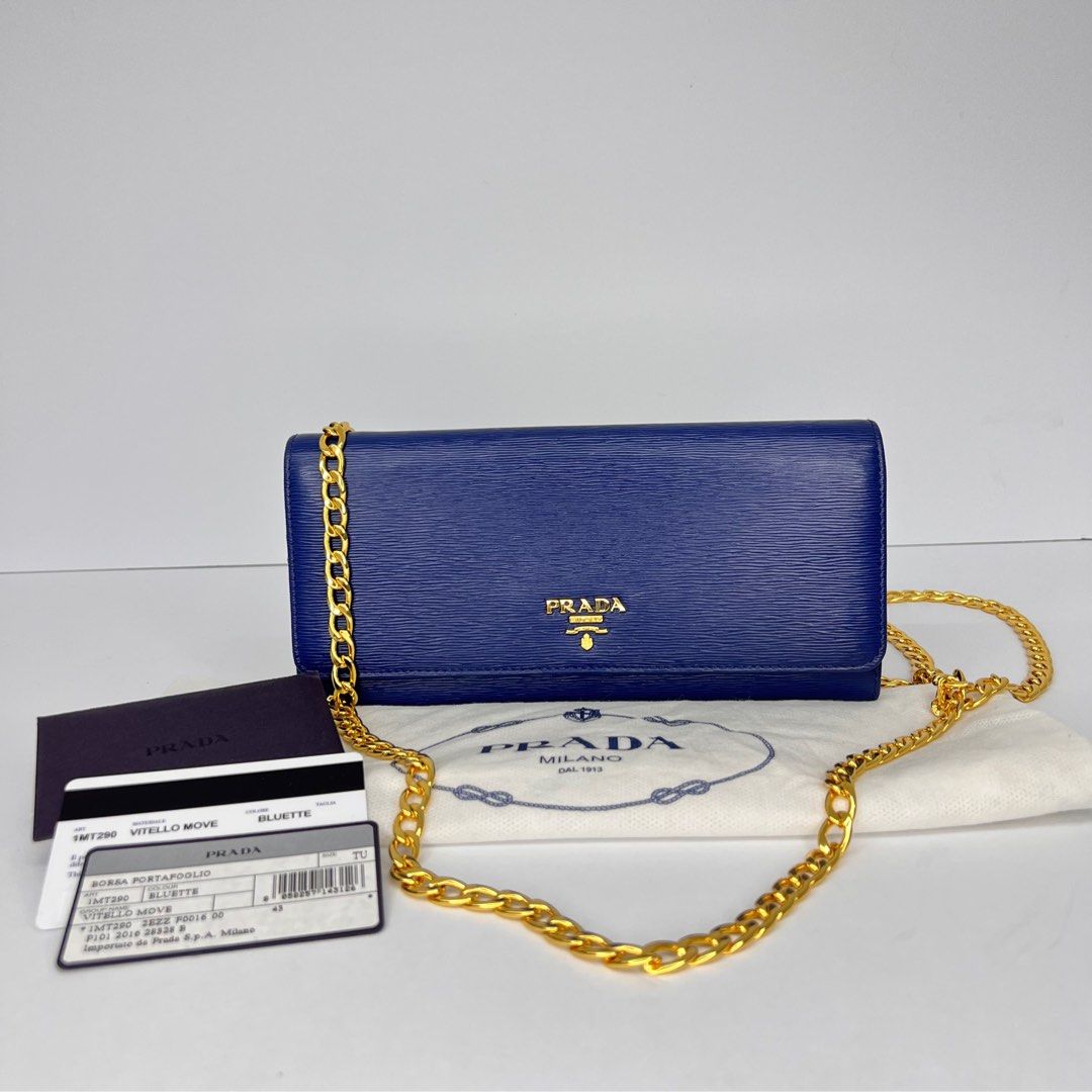 Prada wallet on chain, Luxury, Bags & Wallets on Carousell