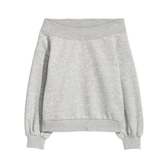 Preloved H M Grey Off Shoulder Sweatshirt Women s Fashion Tops