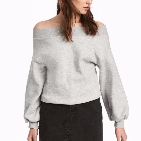 Grey off 2024 the shoulder sweatshirt