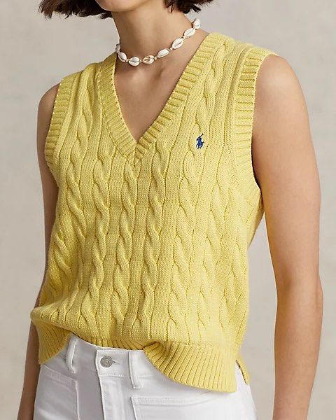 Ralph Lauren Cable Knit Cotton Vest Women s Fashion Dresses
