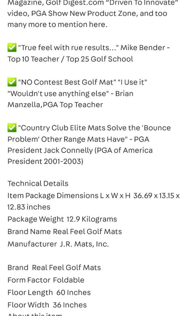 Real Feel Elite Country Club Golf Mat, Sports Equipment, Sports & Games,  Golf on Carousell