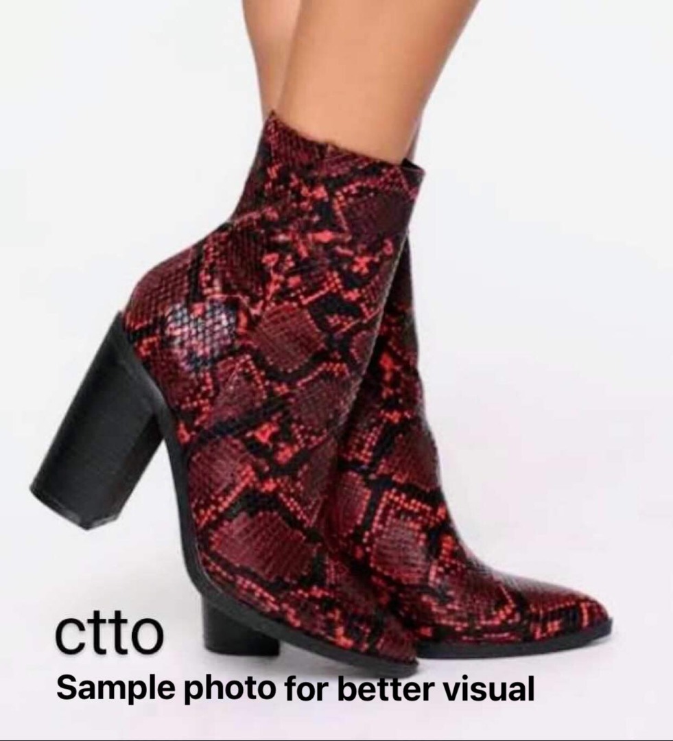 Red Snake Boots by Fashion Nova! on Carousell
