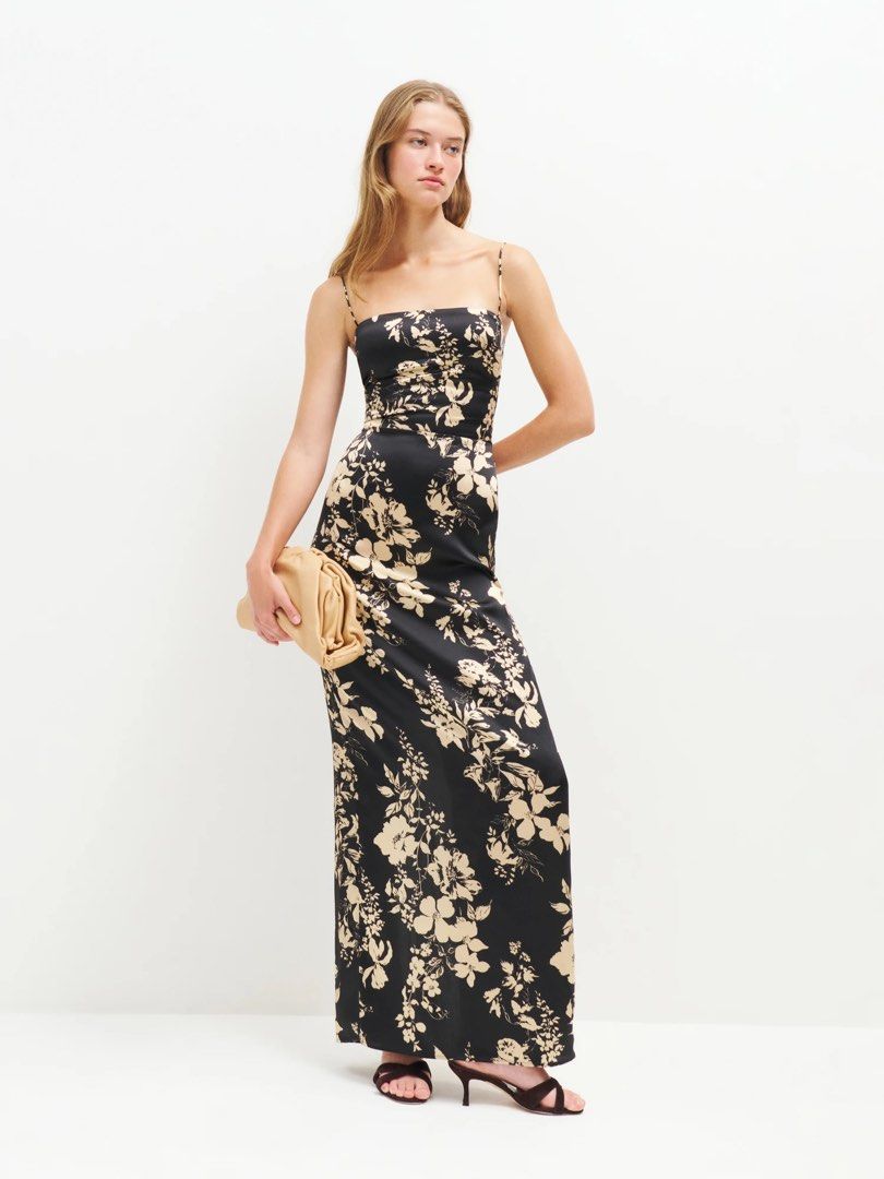 Reformation black silk best sale dress