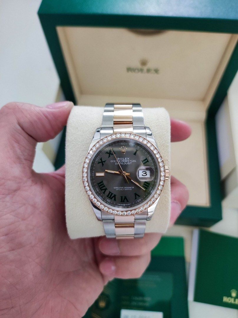 Rolex Datejust Wimbledon (Category: Luxury Watches) located in Manila. Submitted by donijosemiguel (Listing ID 1246997382, Image 1). Description: Rolex Wimbledon Datejust 36 Complete set, 2021 model 9.9/10 condition .