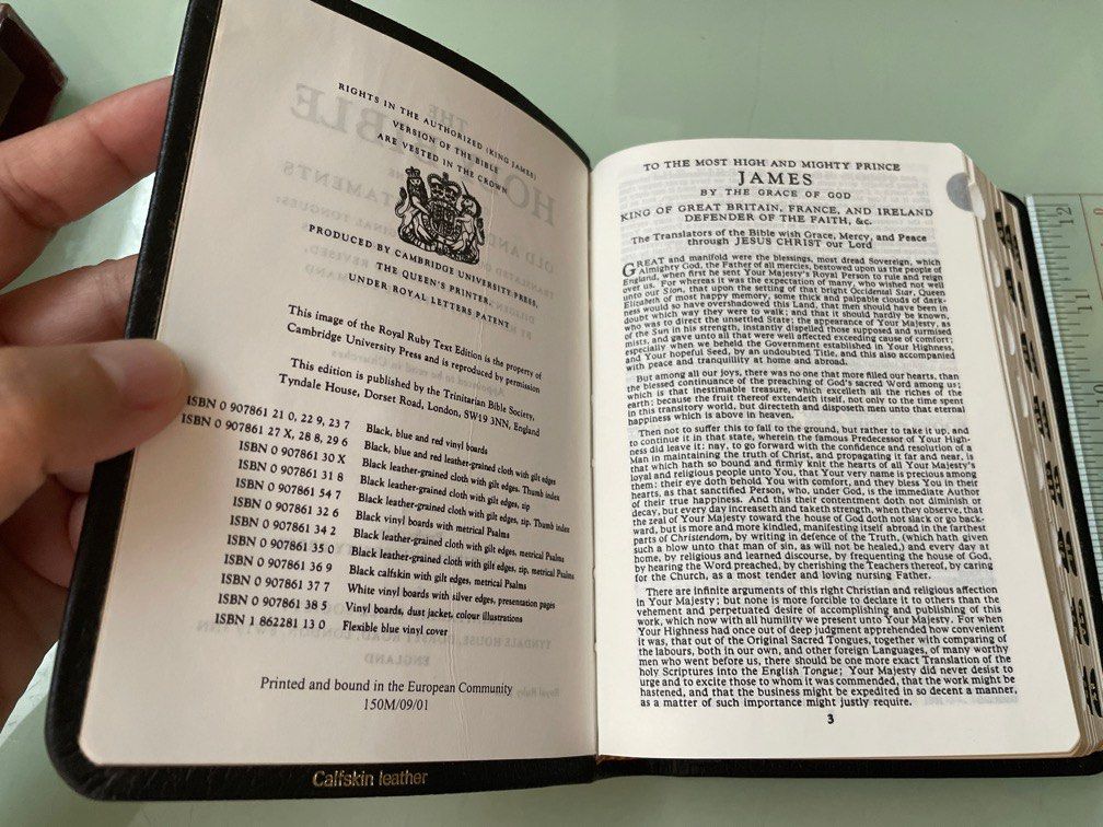 Royal Ruby Text Bible, Authorised King James Version, Calfskin Leather ...