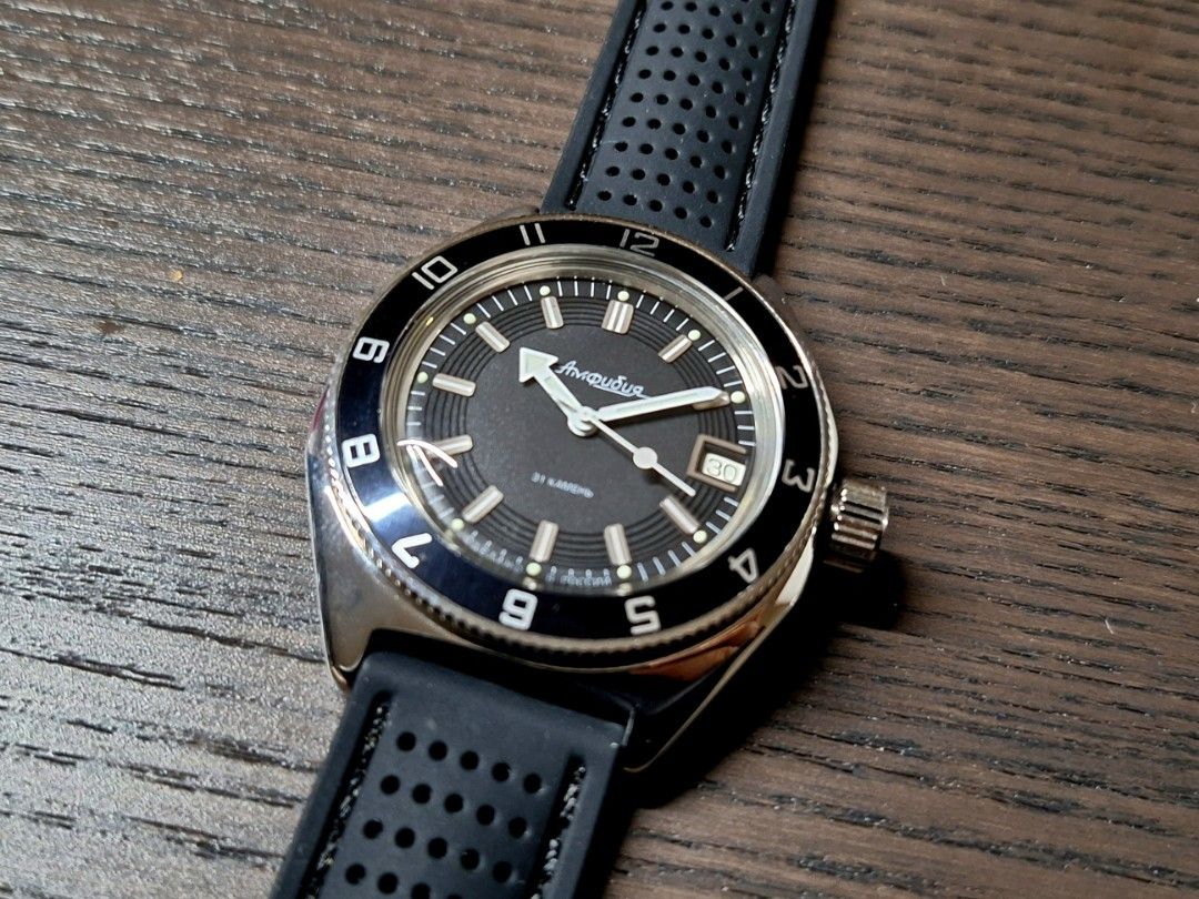 Sale Mechanical Automatic Vostok Amphibia Dive watch. With modded black bezel. Free Delivery