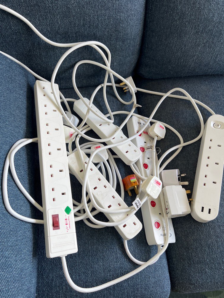 Selection of extension sockets/power boards and adapters, TV & Home ...