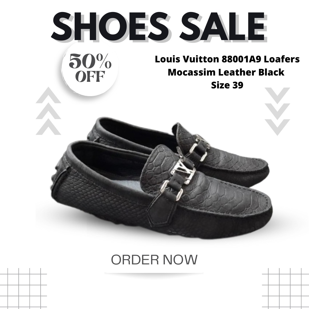Sepatu Louis Vuitton 88001A9 Loafers Mocassim Leather Black Ukuran 39  (24,5cm), Fesyen Wanita, Sepatu di Carousell