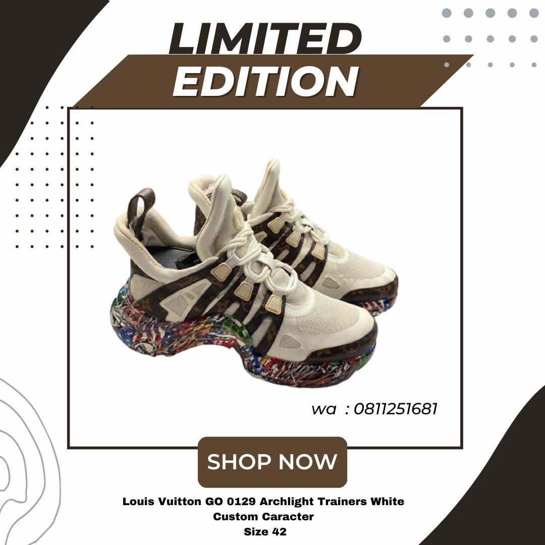 Sepatu Louis Vuitton GO 0129 Archlight Trainers White Custom Caracter Size  42