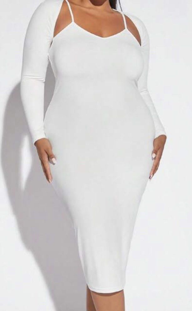 White sleeveless best sale dress plus size