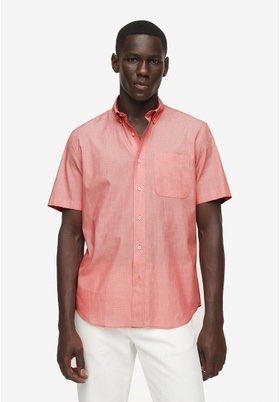 Red dress shirt short sleeve 2025