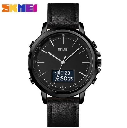 Men's digital watch discount with leather band