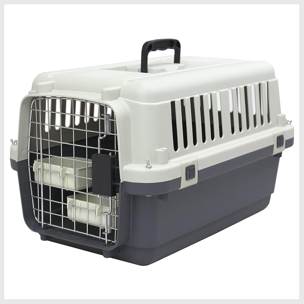 SportPet Designs Plastic Kennels Rolling Plastic Wire Door Travel Dog