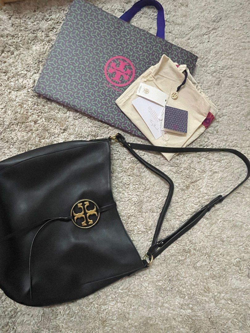 TORY BURCH MILLER METAL LOGO SLOUCHY HOBO BAG