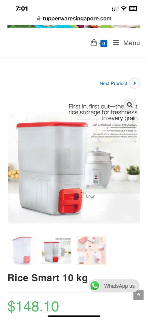 Tupperware 10kg rice dispenser, Furniture & Home Living, Kitchenware ...