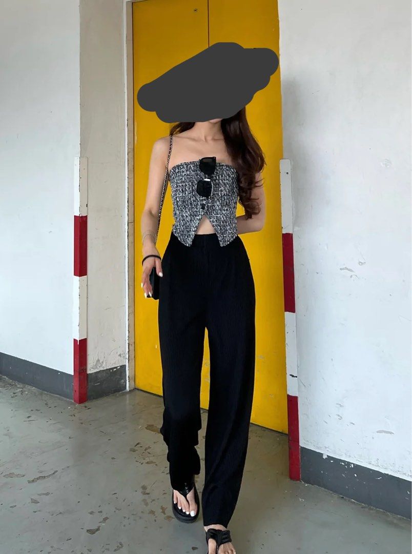 Tweed Tube Top, Women's Fashion, Tops, Sleeveless on Carousell