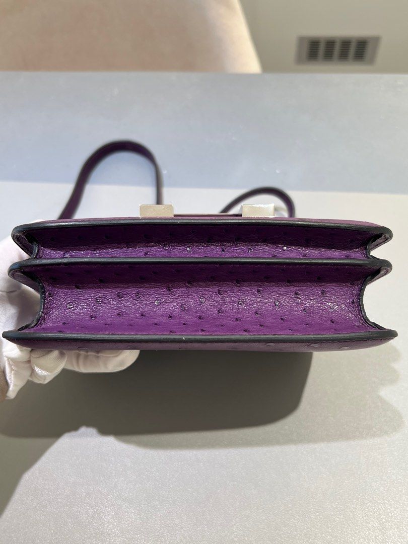 Unused Hermes Constance Mini Ostrich Violet PHW