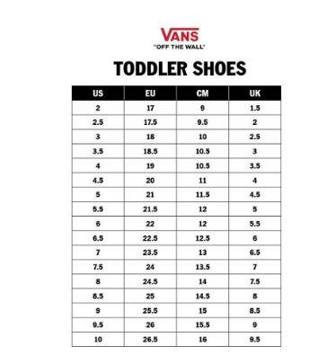 Vans toddler size chart cm hotsell