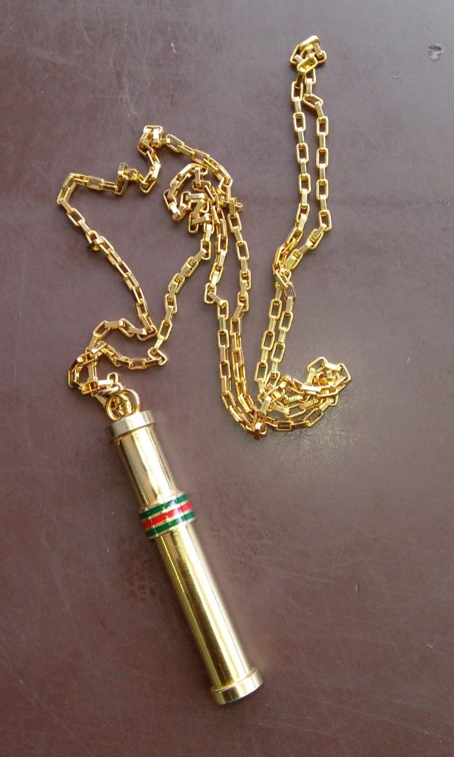 Vintage Gucci Golden Stick Perfume Bottle Necklace Women s