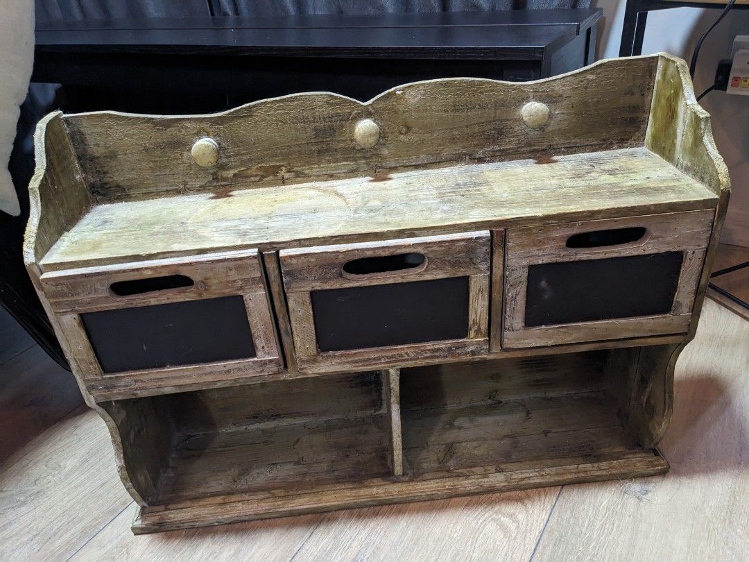 Vintage wall shelf with drawers, Furniture & Home Living, Furniture
